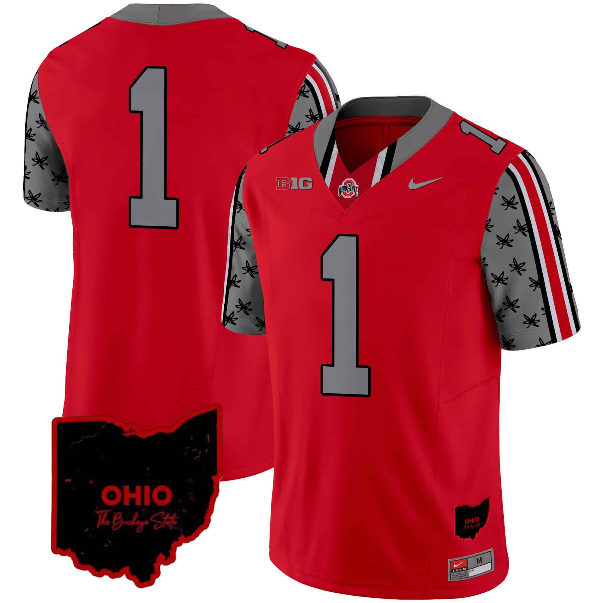 Men Ohio State Buckeyes #1 No Name Red 2024 Nike Home Patch Vapor Limited NCAA Jersey